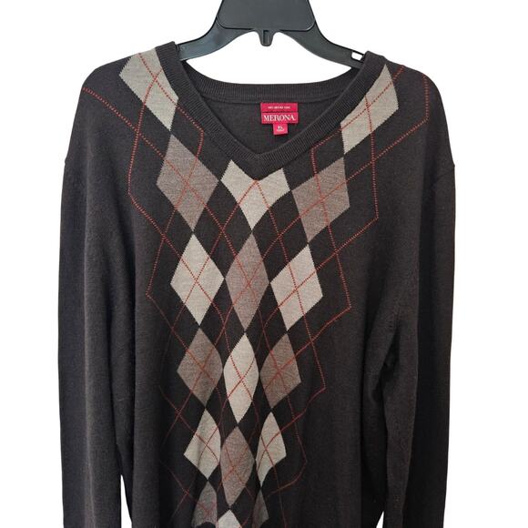 Men's Argle Long Sleeve 100% Merino Wool, Size XL - Picture 1 of 6